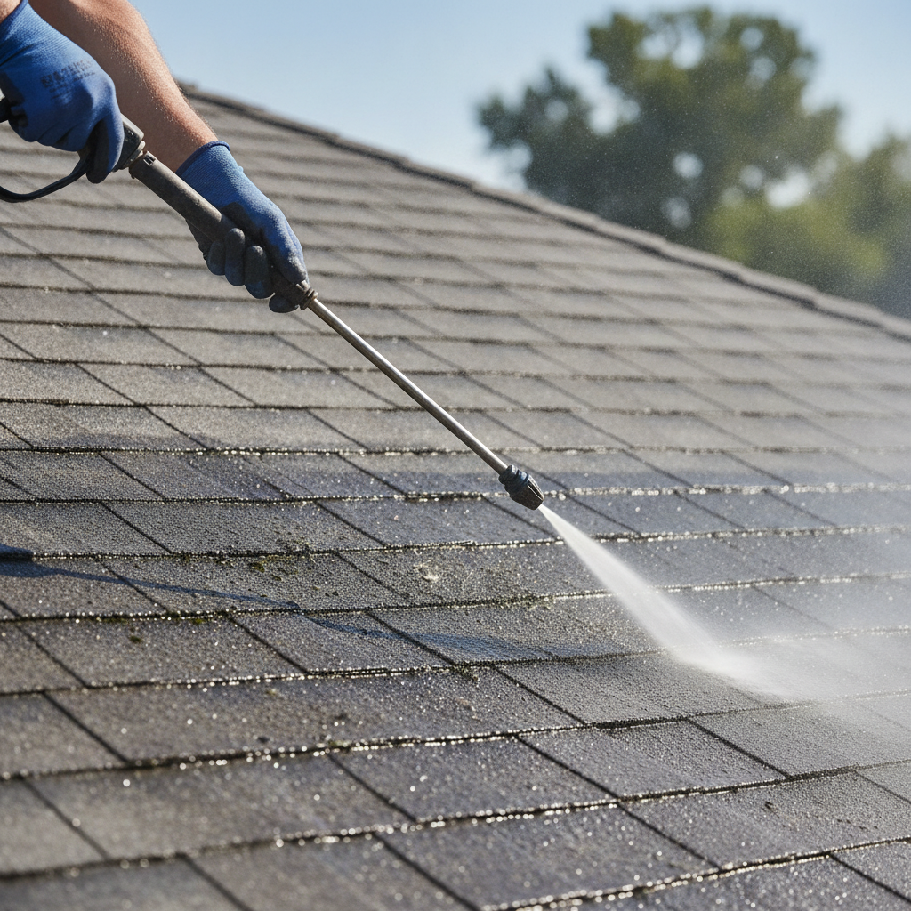 Roof pressure washing just hands